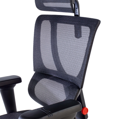 gamestoel zwart gamingstoel netstof mesh 5d verstelbare armleuningen lumbale steun hoofdsteun 7