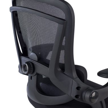 ergonomische bureaustoel zwart optima netstof mesh opklapbare armleuningen dubbele lumbale steun hoofdsteun 5