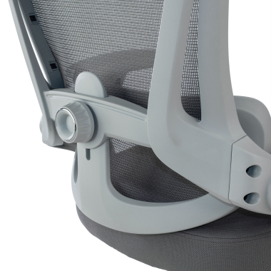 ergonomische bureaustoel wit grijs optima netstof mesh opklapbare armleuningen dubbele lumbale steun hoofdsteun 5