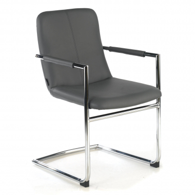 refurbished bureaustoel grijs dallas kunstleder vaste armleuningen 1