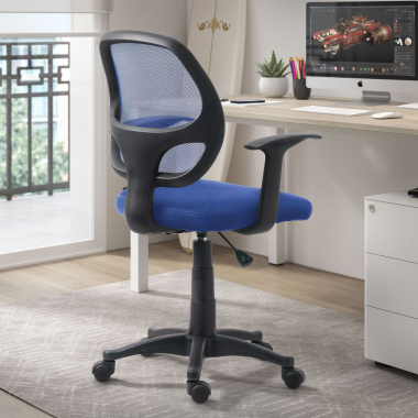refurbished bureaustoel blauw one netstof mesh vaste armleuningen 2
