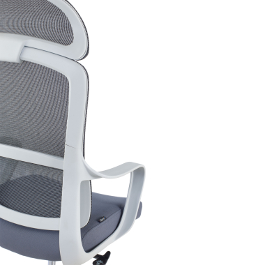 refurbished bureaustoel wit grijs nebula netstof mesh vaste armleuningen 8