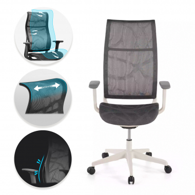 refurbished bureaustoel grijs stay netstof mesh beweegbare armleuningen 4